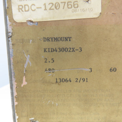 Myron Zucker KID43002X-3 480V 3Ph 2.5kVar Drymount Capacitor