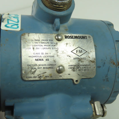 Rosemount G4N22A1E5T1R0054S5 0-4000PSI Pressure Transmitter 1/2" NPT 1-5VDC