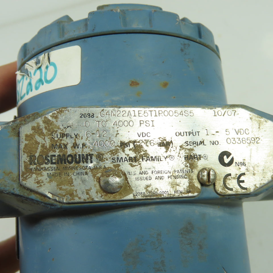Rosemount G4N22A1E5T1R0054S5 0-4000PSI Pressure Transmitter 1/2" NPT 1-5VDC