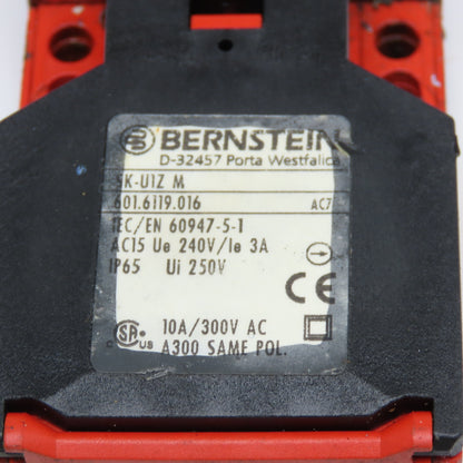 Bernstein SK-U1Z M 601.6119.016 300VAC 10A Safety Interlock Switch W/ Key