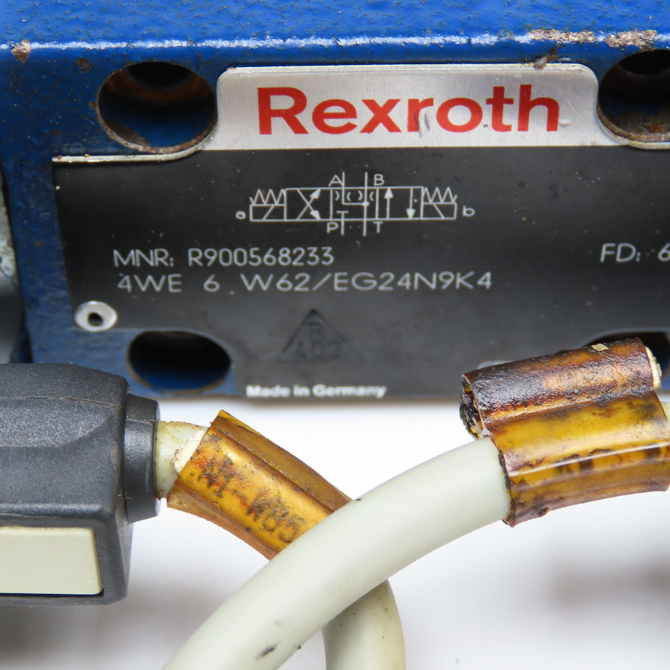 Rexroth 4WE 6 W62/EG24N9K4 4/3 Position Float Center Hydraulic Valve 24VDC Coil