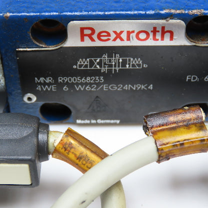 Rexroth 4WE 6 W62/EG24N9K4 4/3 Position Float Center Hydraulic Valve 24VDC Coil