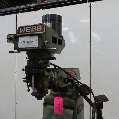 Webb 3VK 10"x50" Vertical Knee Mill Milling Machine 480V 3Ph X-Axis Autofeed R8