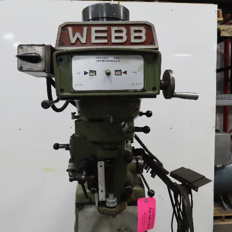 Webb 3VK 10"x50" Vertical Knee Mill Milling Machine 480V 3Ph X-Axis Autofeed R8