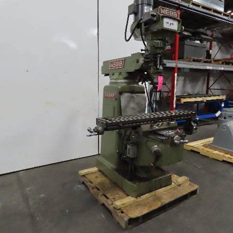 Webb 3VK 10"x50" Vertical Knee Mill Milling Machine 480V 3Ph X-Axis Autofeed R8