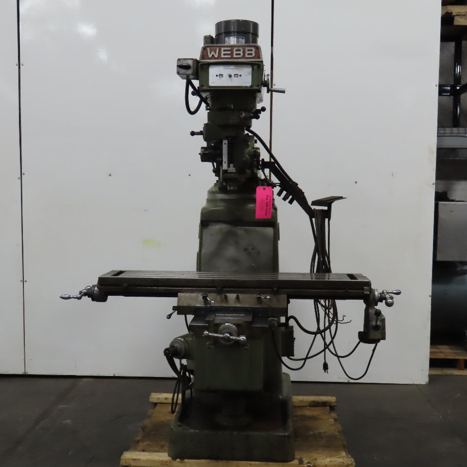 Webb 3VK 10"x50" Vertical Knee Mill Milling Machine 480V 3Ph X-Axis Autofeed R8