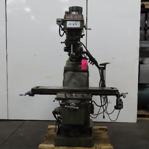 Webb 3VK 10"x50" Vertical Knee Mill Milling Machine 480V 3Ph X-Axis Autofeed R8