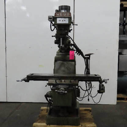 Webb 3VK 10"x50" Vertical Knee Mill Milling Machine 480V 3Ph X-Axis Autofeed R8