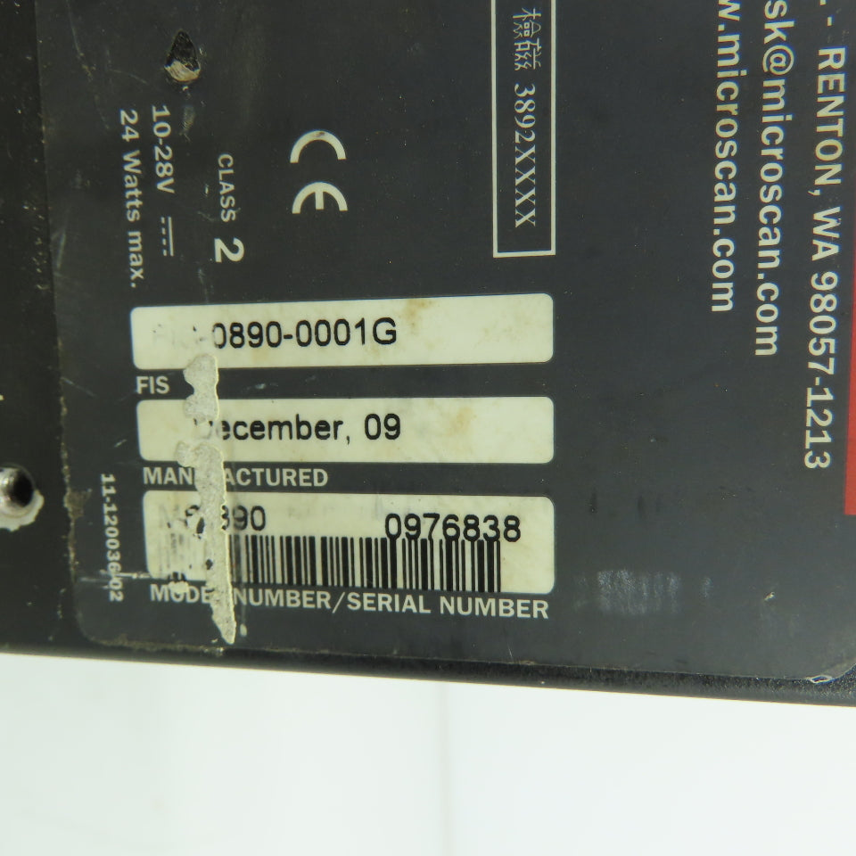 Microscan FIS-0890-0001G Fixed Mount Long Distance Barcode Scanner 10-28V 24W