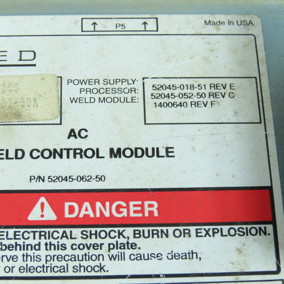 Square D 1400640 52045-018-51 Rev E Ac Weld Control Module W/ 52045-052-50