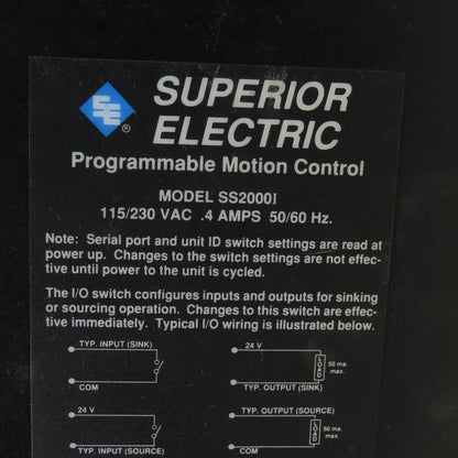 Superior Electric SS2000I Programmable Motion Controller 115/230VAC 0.4A