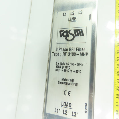 Rasmi RF 3100-MHP RFI Filter 3Ph 480VAC 100A 50/60Hz