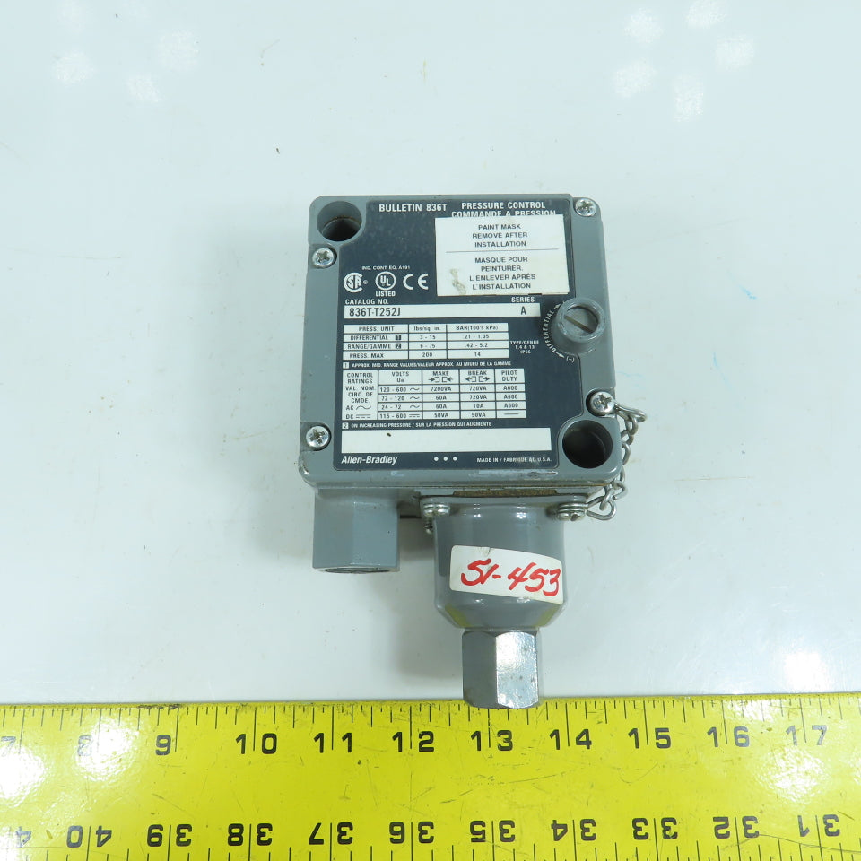 Allen Bradley 836T-T25J Electro Mechanical Pressure Control Switch 120-600V