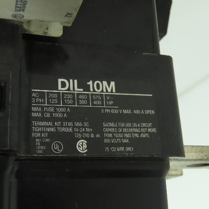 Moeller DIL10M 600V Contactor 3-Pole 400A 240V Coil
