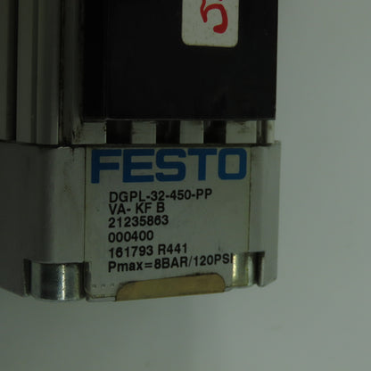 Festo DGPL-32-450-PP-VA-KF-B Double Acting Linear Drive Cylinder 120PSI
