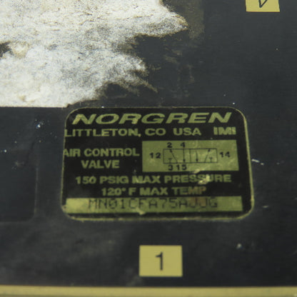 Norgren MN01CFA75AJJG 150PSI Pneumatic Air Control Valve 120V Coil 3/8" NPT