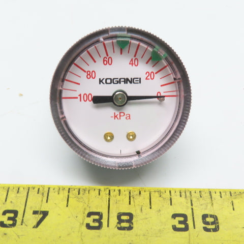 KOGANEI 1-1/2" Pressure Gauge0 - 100 kPa 1/4" NPT Back Mount