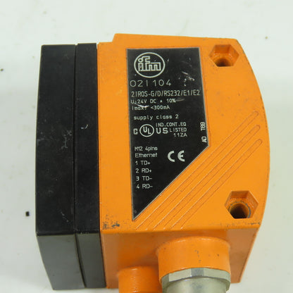 IFM 02I104 24VDC Code Reader 300mA 21R0S-G/D/RS232/E1/E2