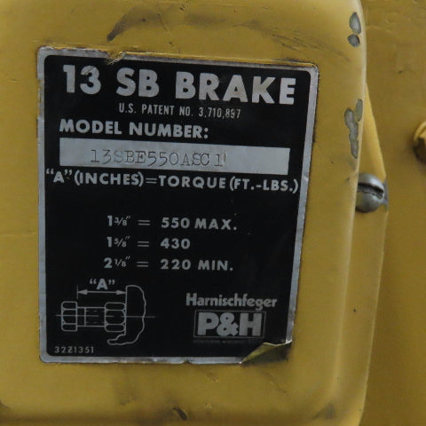 P&H 13SBE550ASC1 13" DC Brake 550 Max Ft/Lbs.