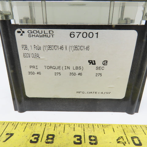 Gould/Shawmut 67001 Power Distribution Block 1-Pole 310A 600V 350MCM-#6