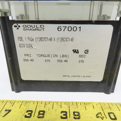Gould/Shawmut 67001 Power Distribution Block 1-Pole 310A 600V 350MCM-#6