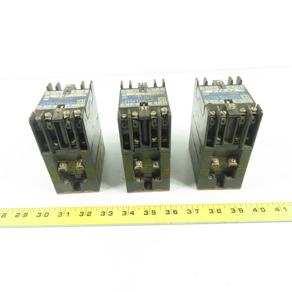 Square D L0-20 Ser A Control Relay Class 8501 600VAC 10A 120V Coil Lot Of 3