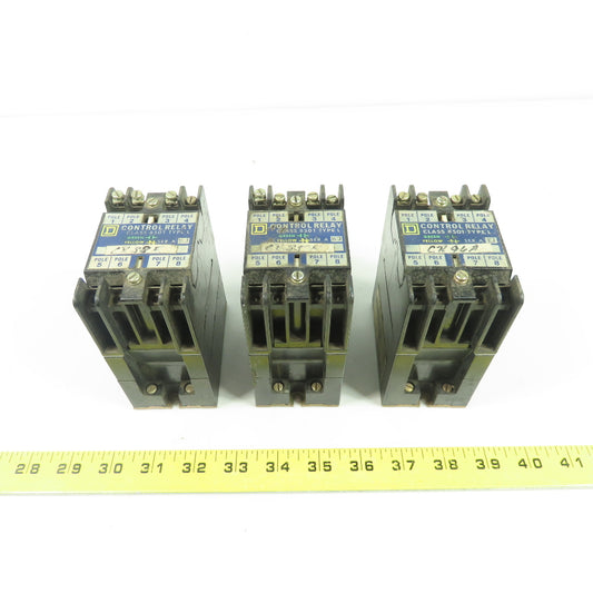 Square D L0-20 Ser A Control Relay Class 8501 600VAC 10A 120V Coil Lot Of 3