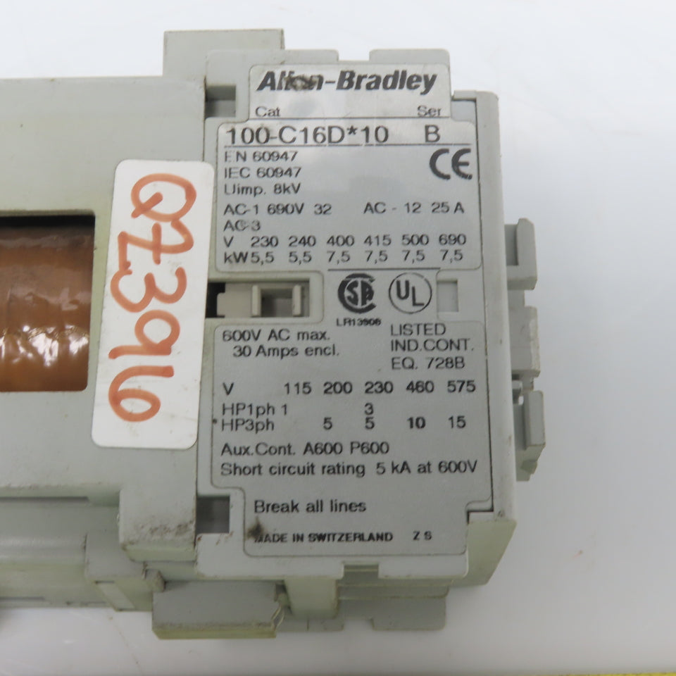 Allen Bradley 100-C16D*10 Ser B Contactor 24V Coil 600V 30a
