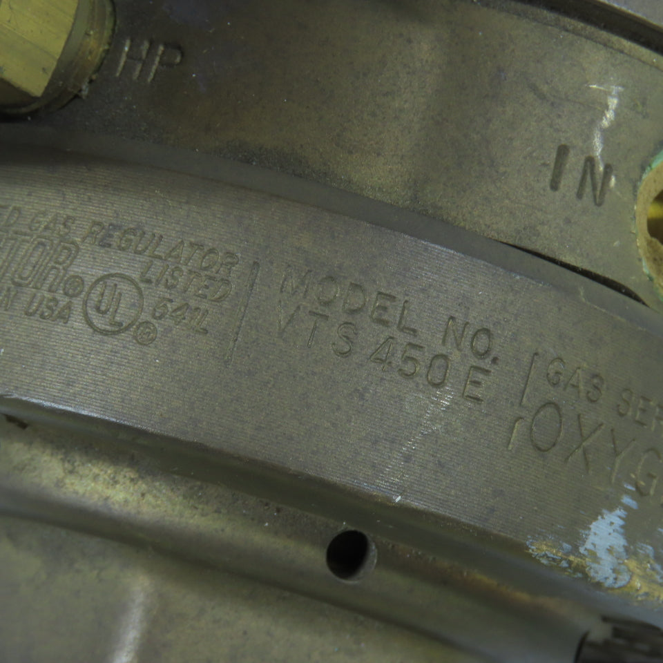 Victor VTS450E Compressed Gas Regulator 3000PSIG Max Inlet (Gauge Cover Missing)