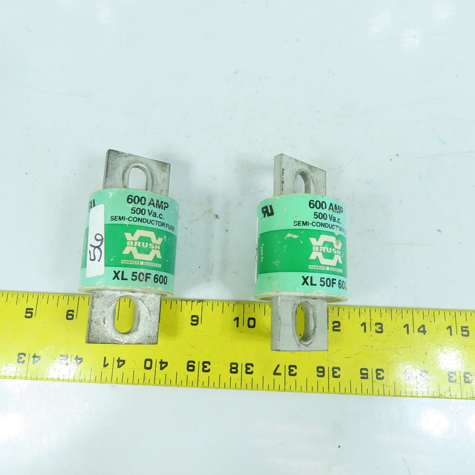 Hawker Siddley XL 50F 600 Brush 600A Semi-Conductor Fuse 500V AC Type XL Lot/2