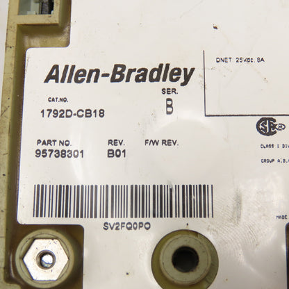 Allen Bradley 1792D-CB18 1792D-8BVT0D I/O Module DeviceNet Block