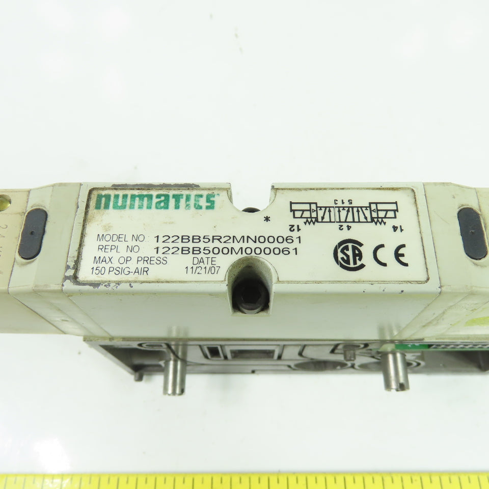 Numatics 122BB5R2MN00061 150PSI 4-Way Solenoid Pneumatic Valve Manifold 24VDC
