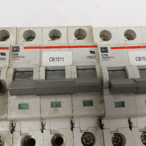 Cutler Hammer WMS3C50 WMS3C10 50A & 10A 415V 3 Pole Breaker Lot Of 4