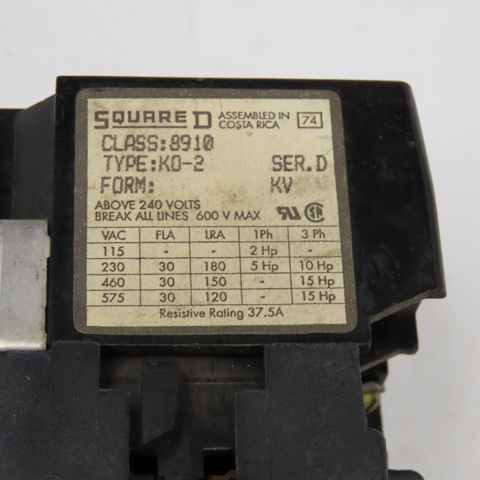 Square D 8910K02 575V 15Hp Max Relay Contactor 120V Coil Lot Of 2
