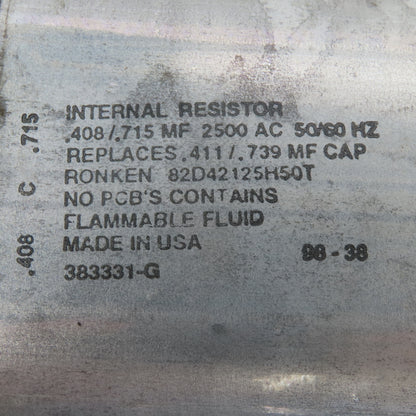 Ronken 82D42125H50T Capacitor .408/.718 MF 2500 AC 50/60Hz