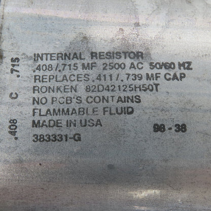 Ronken 82D42125H50T Capacitor .408/.718 MF 2500 AC 50/60Hz