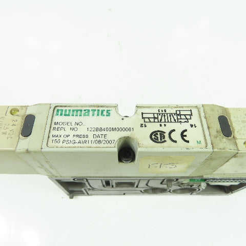 Numatics 122BB400M000061 150PSI 4-Way Solenoid Pneumatic Valve Manifold 24VDC