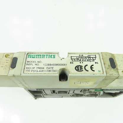 Numatics 122BB400M000061 150PSI 4-Way Solenoid Pneumatic Valve Manifold 24VDC