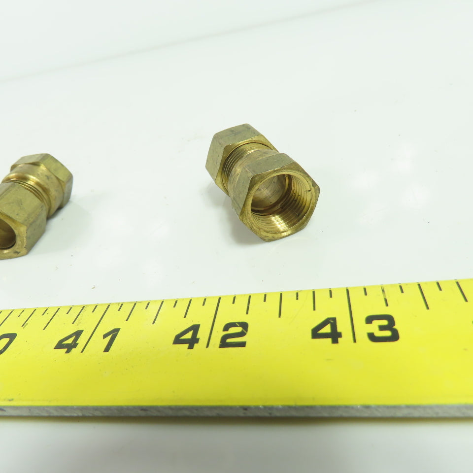 1/2" Compression 3/8" NPT Straight Brass Hydraulic Fitting Lot 10