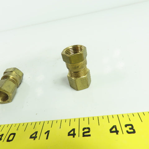 1/2" Compression 3/8" NPT Straight Brass Hydraulic Fitting Lot 10