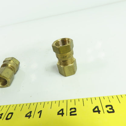 1/2" Compression 3/8" NPT Straight Brass Hydraulic Fitting Lot 10