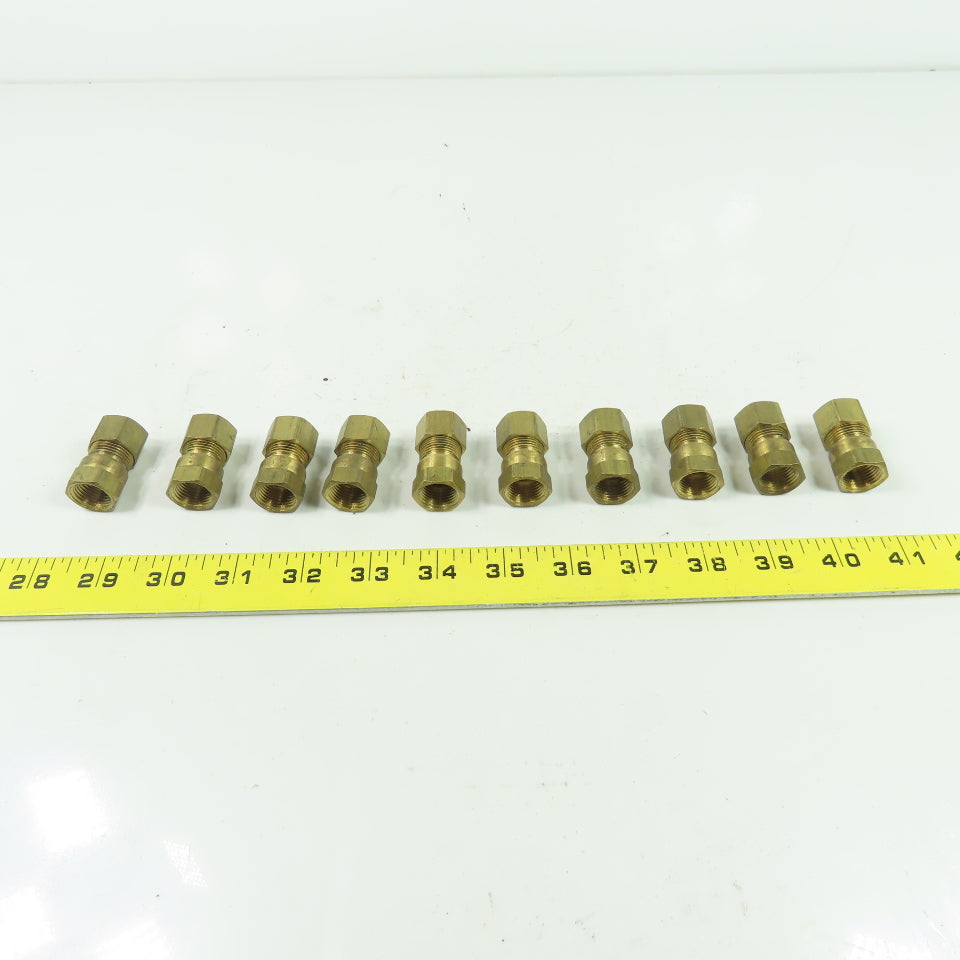 1/2" Compression 3/8" NPT Straight Brass Hydraulic Fitting Lot 10