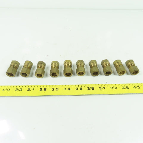 1/2" Compression 3/8" NPT Straight Brass Hydraulic Fitting Lot 10