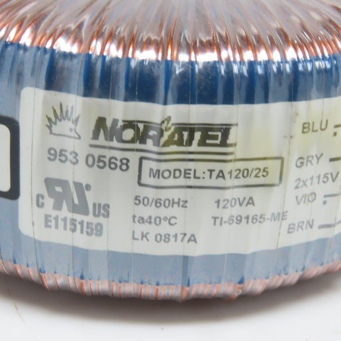 Noratel 953 0568 TA120/25 High Efficiency Mini Transformer 2X115V Pri 0-25V Sec
