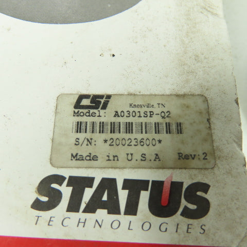 Status Technologies A0301SP-Q2 Motor Status Condition Monitor Model 301