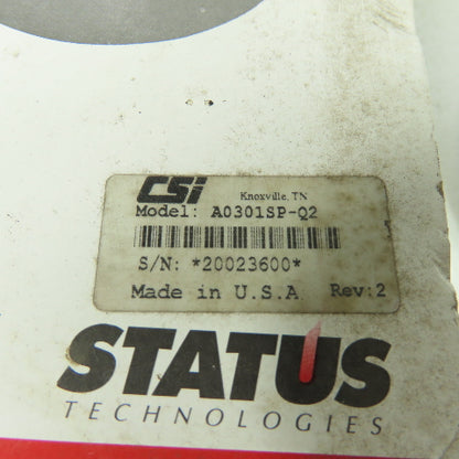 Status Technologies A0301SP-Q2 Motor Status Condition Monitor Model 301