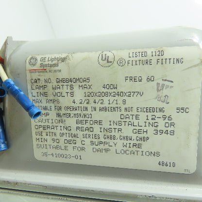General Electric GHBB40M0A5 Light Ballast Lamp Fixture 120/240V 400W 4.2A