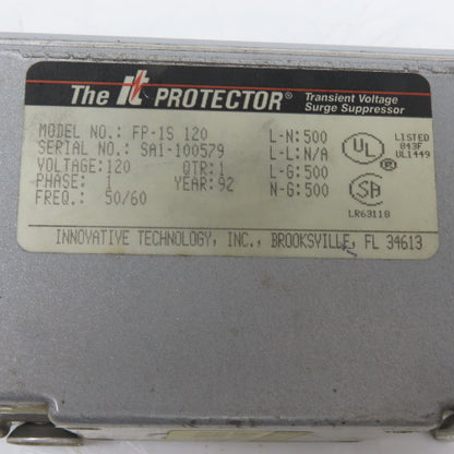 INNOVATIVE TECHNOLOGY INC FP-1S 120 Transient Voltage Surge Suppressor