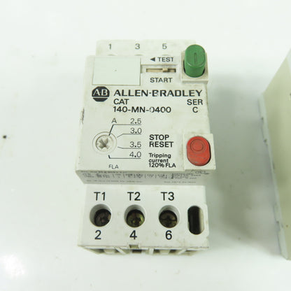 Allen Bradley 140-MN-0400 Ser C Manual Motor Starter 600V 3Ph 2.5-4.0A Lot Of 2