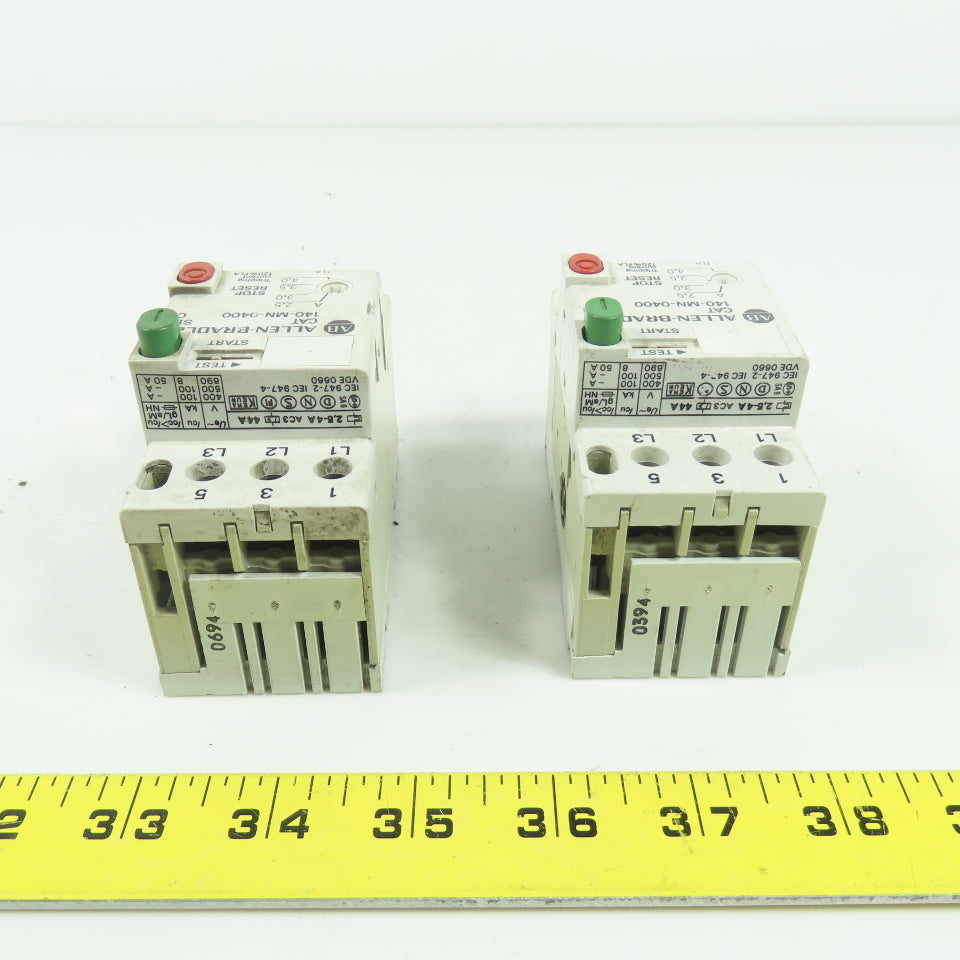 Allen Bradley 140-MN-0400 Ser C Manual Motor Starter 600V 3Ph 2.5-4.0A Lot Of 2